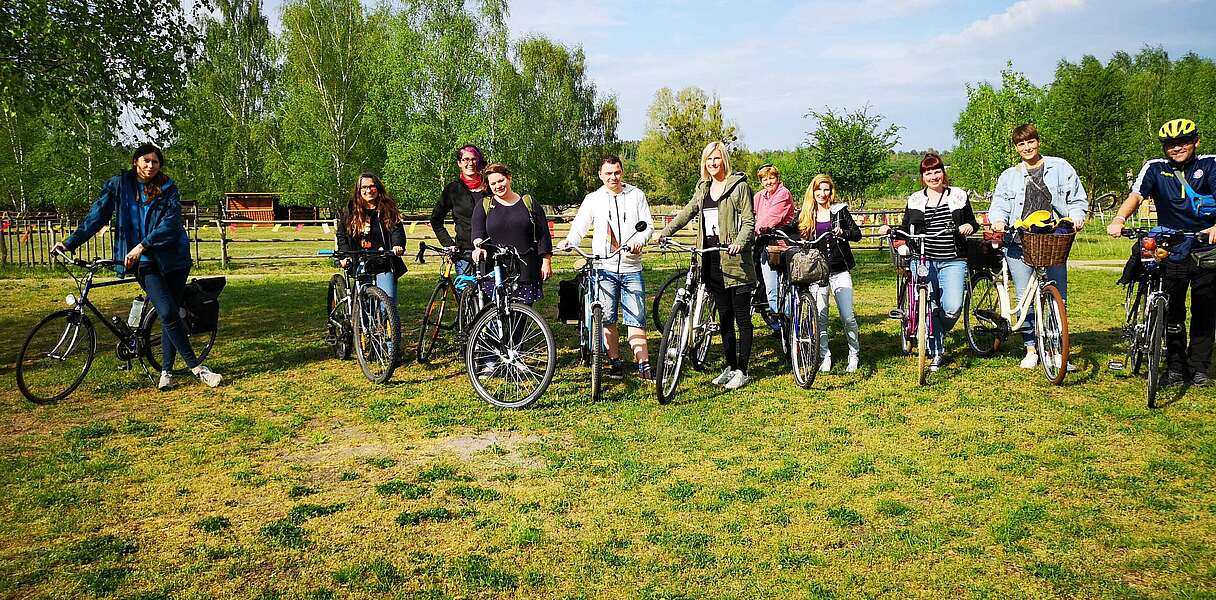 Radfahrer unterwegs von Beelitz nach Trebbin