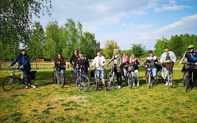 Radfahrer unterwegs von Beelitz nach Trebbin