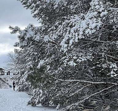 Glauer Berge mit Gipfelkreuz im Schnee
