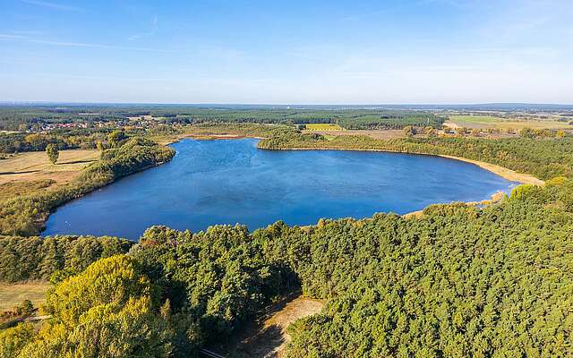 Riebener See, Dorf Rieben bei Beelitz, Naturpark Nuthe-Nieplitz, Fläming, Brandenburg, Deutschland