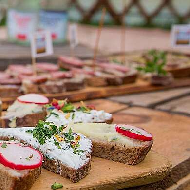 Schnittchen beim Bloggercamp in Glashütte