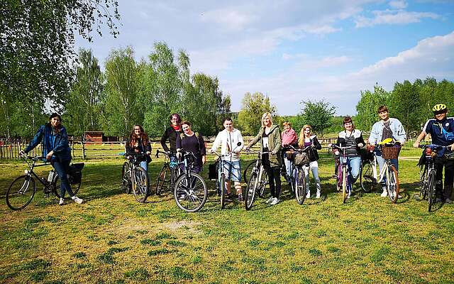 Radfahrer unterwegs von Beelitz nach Trebbin