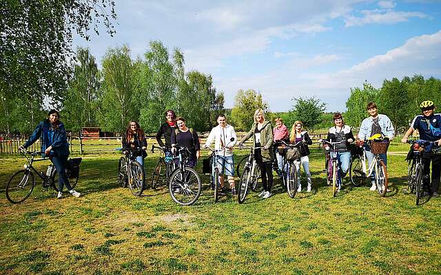 Radfahrer unterwegs von Beelitz nach Trebbin